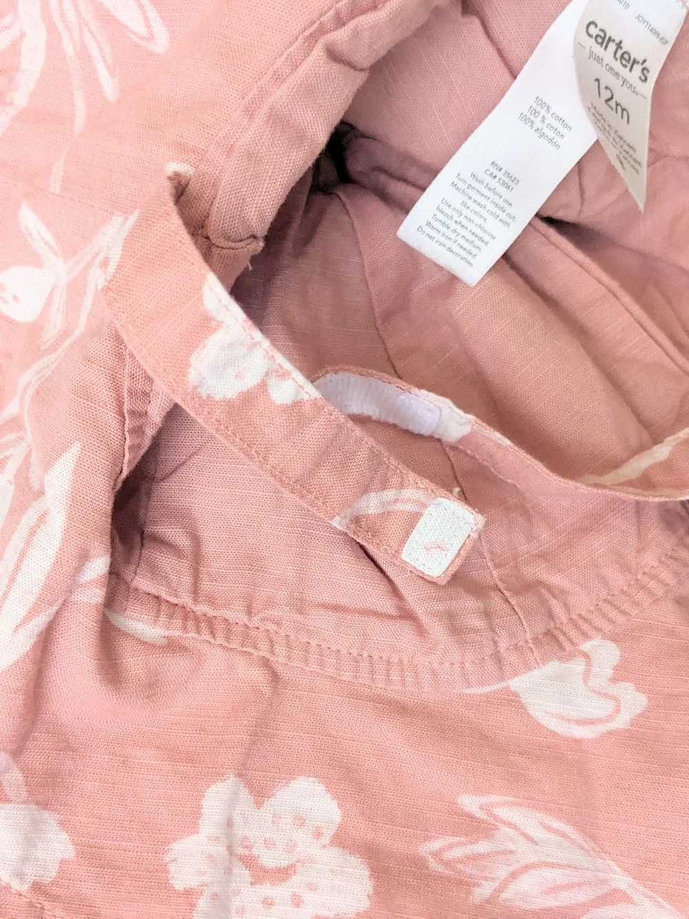 Carter's Pink Floral Bucket Sun Hat with Chin Strap